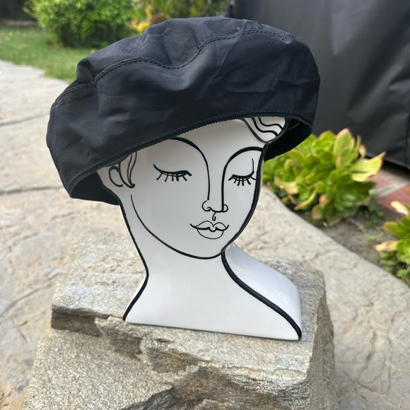 Prada Nylon Black Beret HatMedium Y2KRARE Love Story Minimalist